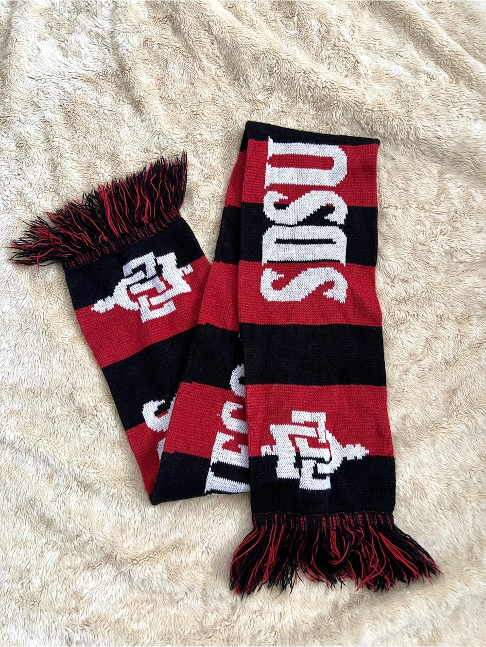 SDSU KIDS Black, Red, & White Stripe Scarf